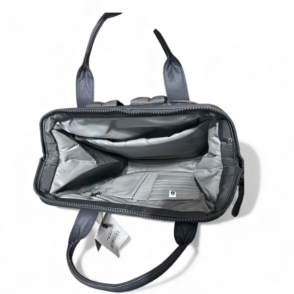 Baggallini Soho Travel Laptop Backpack Charcoal Gray with Luggage Sleeve NWT - Picture 4 of 5